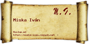Miska Iván névjegykártya